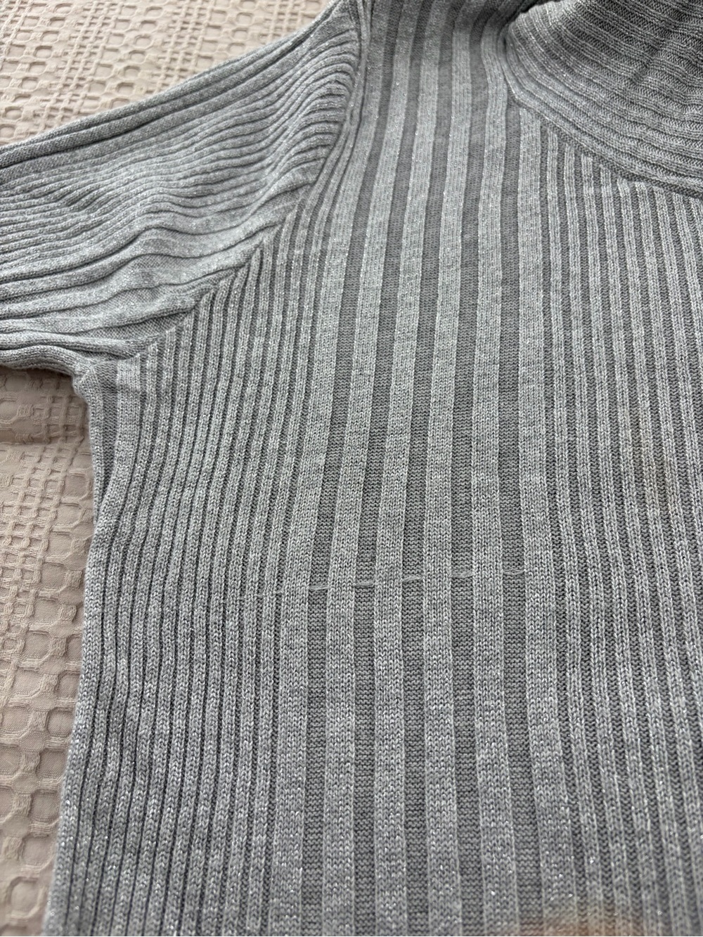Joseph A Silver Gray Ribbed Cowl Neck Sweater XL Metallic - Picture 9 of 11